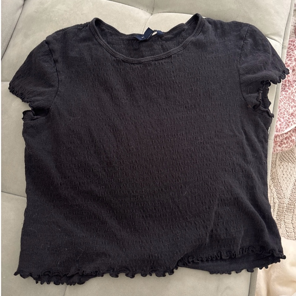 Black Ruffle Hem T-Shirt